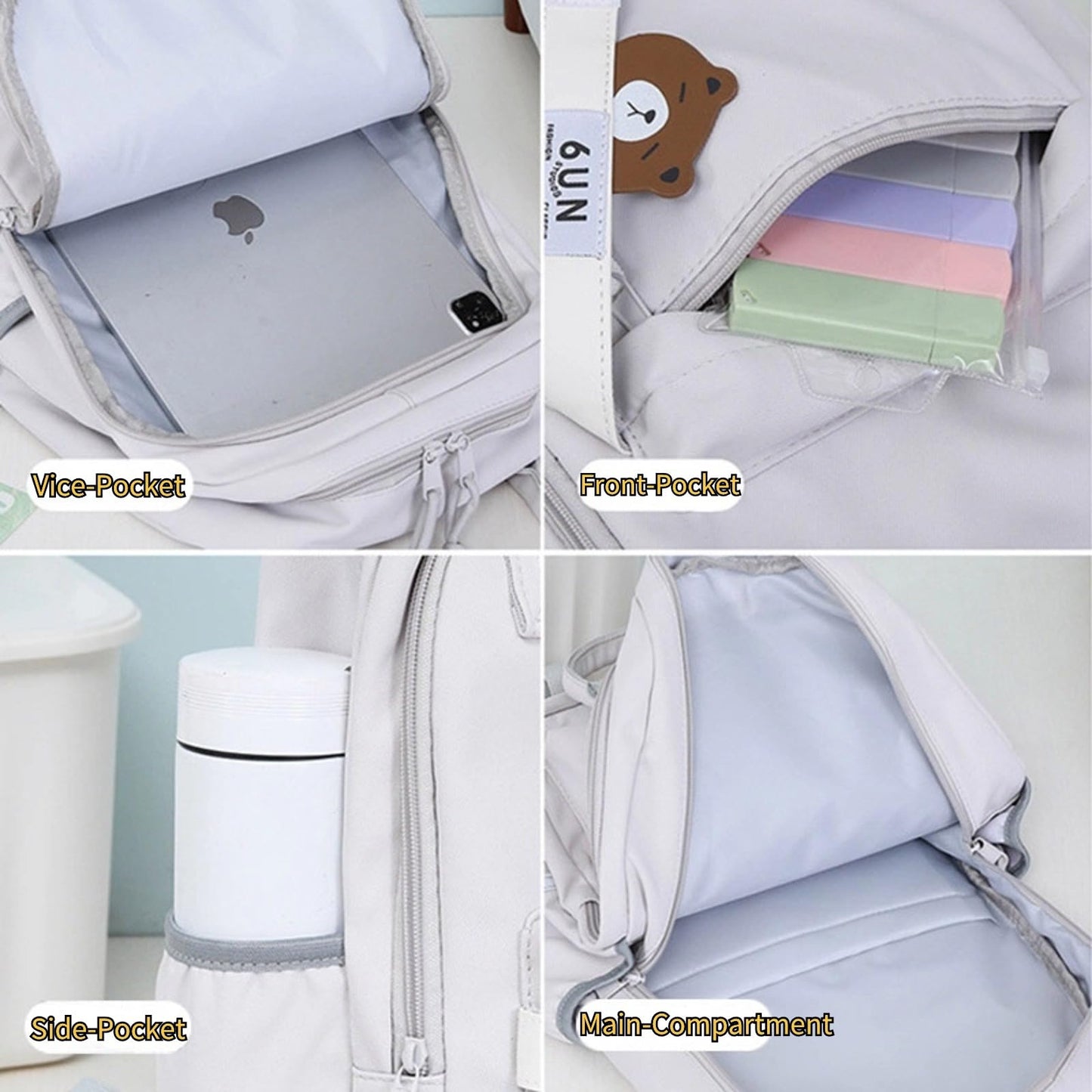 Kawaii Backpack with 21Pcs Accessories Anime Cartoon Anti-Theft Travel Aesthetic New Semester Gifts Bag with Cute Pins…