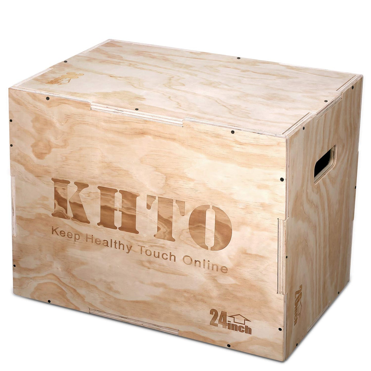 KHTO FITNESS Wood Plyometric Jump Box- 3-in-1 Wood Plyo Box for Exercise Training and Conditioning- Pre-drilled for Easy Assembling (30" x 24" x 20")