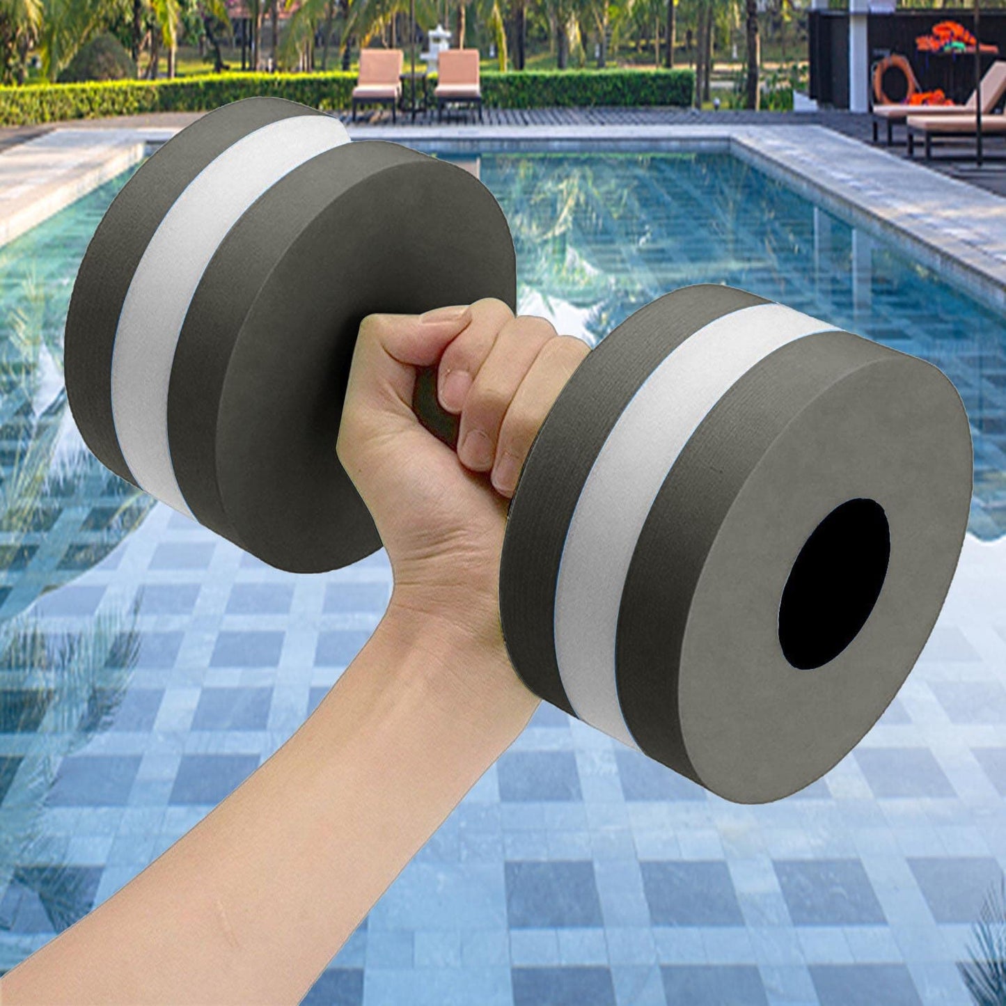 Lagukka Aquatic Dumbbell Set, 2PCS Water Dumbells Pool Resistance Fitness Equipment Foam Aerobics for Weight Loss Gray