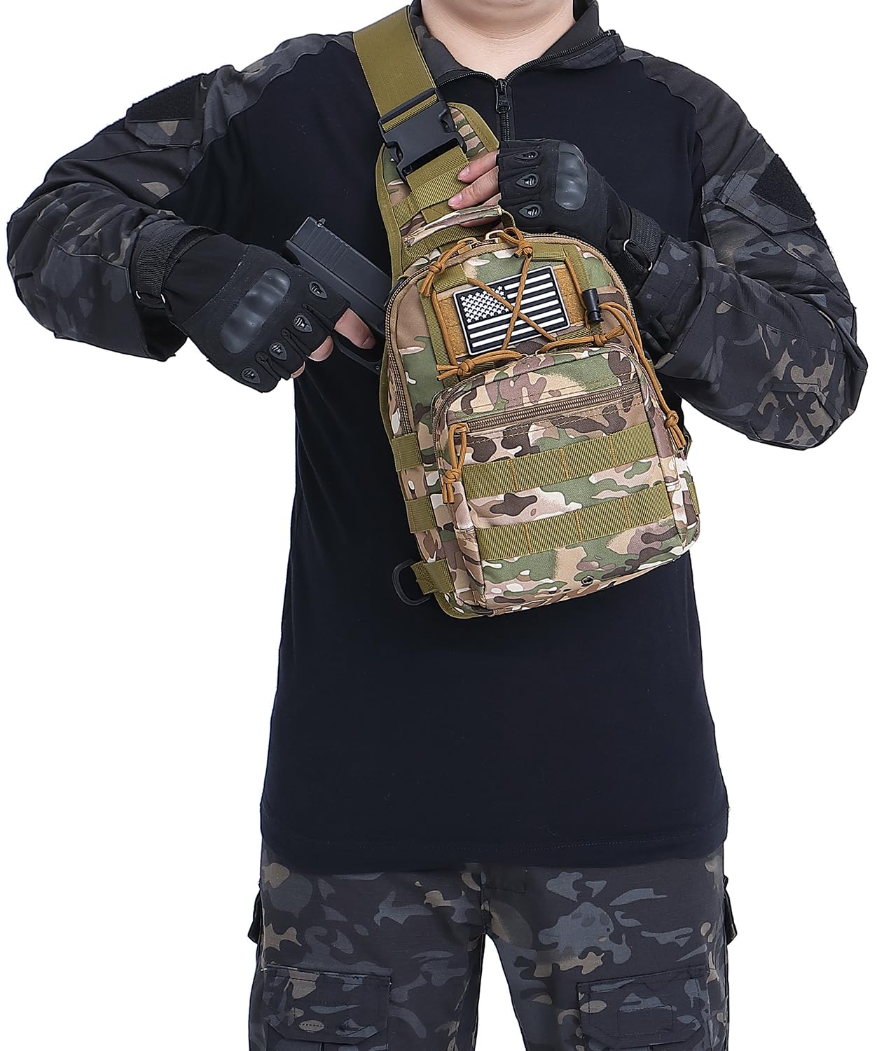 ATBP Small Tactical Sling Bag For Men With Holster Military EDC Shoulder Bag CCW Crossbody Bag 7 Liters