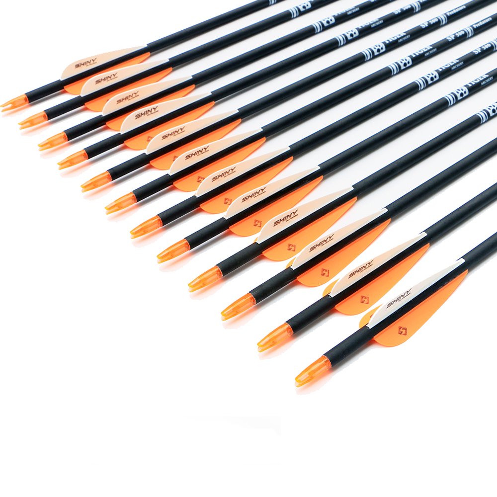 TIGER ARCHERY 30Inch Carbon Arrow Practice Hunting Arrows with Removable Tips for Compound & Recurve Bow(Pack of 12) (Orange White)
