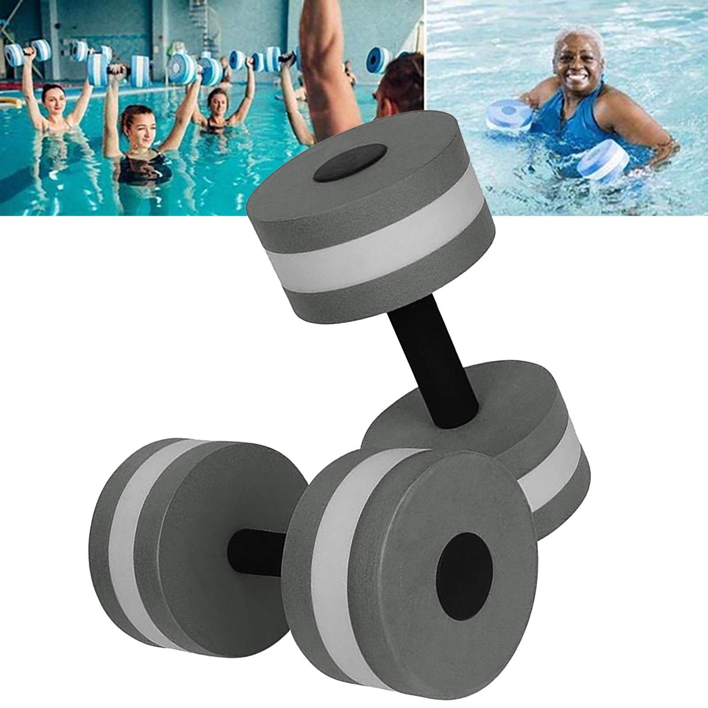 Lagukka Aquatic Dumbbell Set, 2PCS Water Dumbells Pool Resistance Fitness Equipment Foam Aerobics for Weight Loss Gray