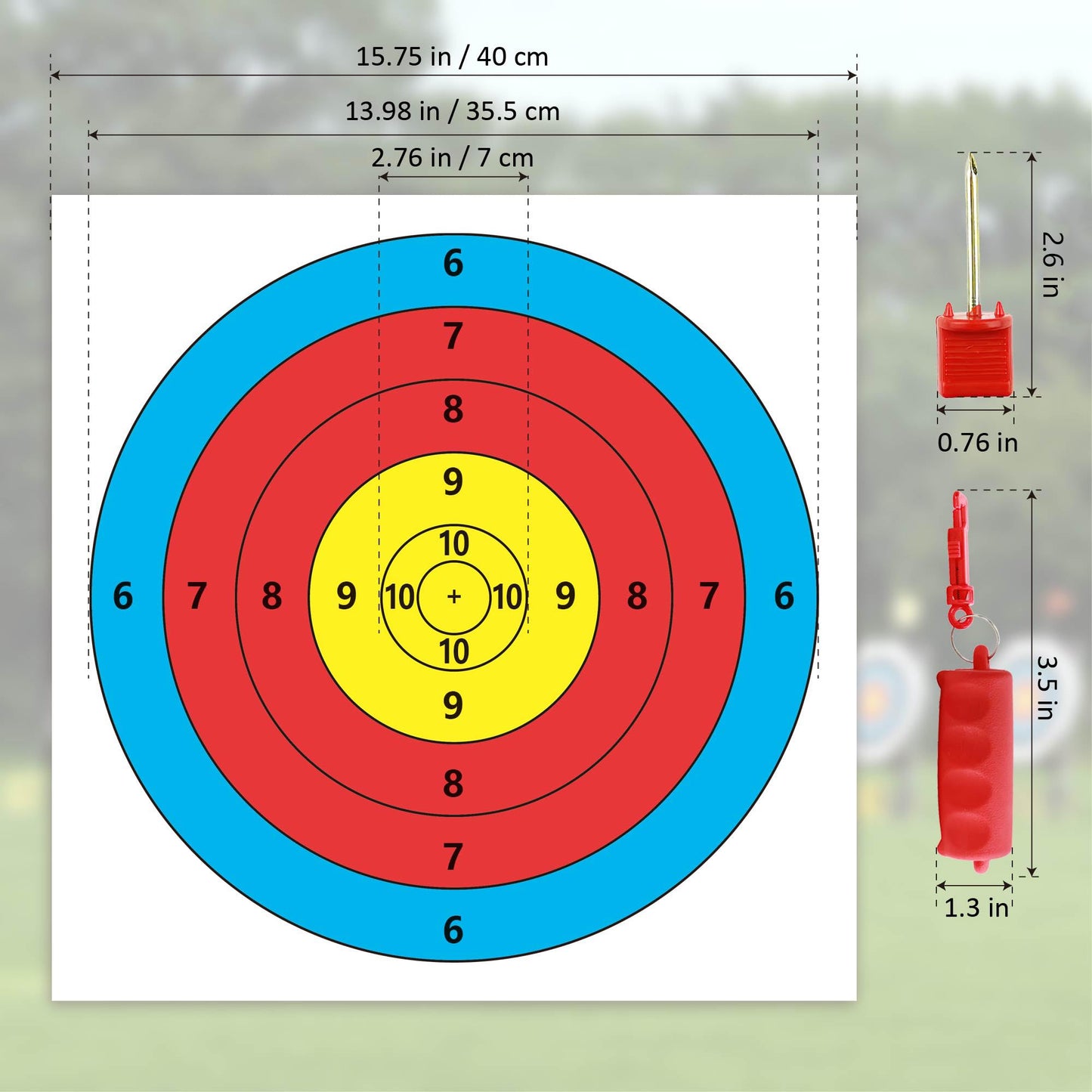 MOLFUJ Archery Targets Paper, 50pcs Bow and Arrow Targets for Hunting Backyard, Archery Target Practice Accessories(5 Rings,15.7x15.7in)