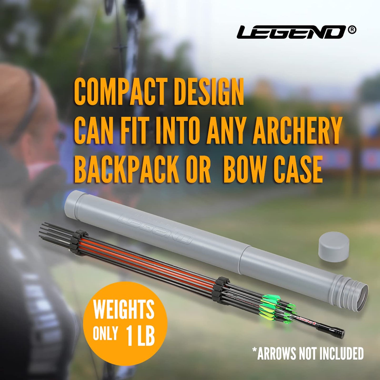 Legend Arrow Tube Case - Adjustable Arrow Holder for Hunting, Target Shooting - Adjustable & Extendable By Design - Protective EVA Foam Arrow Separators Included Archery Storage for 12 Carbon Arrows