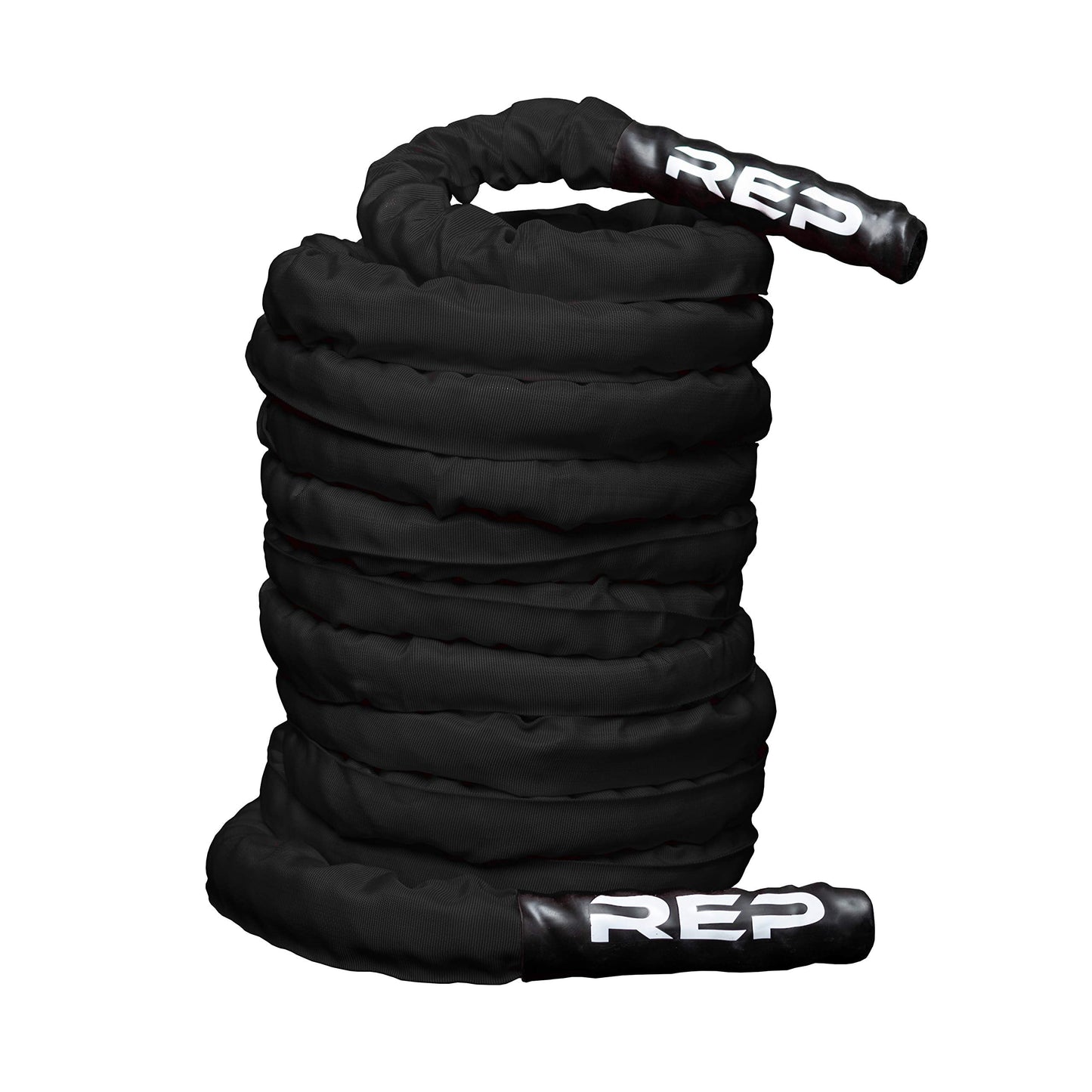 REP Battle Ropes - PolyDacron Battle Rope for Strength and Conditioning Workouts – 1.5" and 2" Diameter, 30ft, 40ft, 50ft Lengths with Optional Cover Sleeve (Black, 1.5 inch x 30 ft)