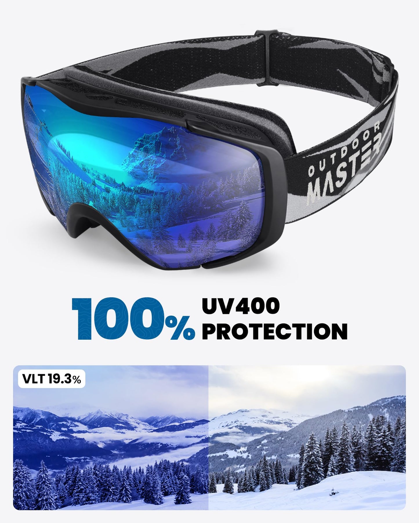 OutdoorMaster Ski Goggles with Cover Snowboard Snow Goggles OTG Anti-Fog for Youth Teenager, A06 Vlt 19.3%