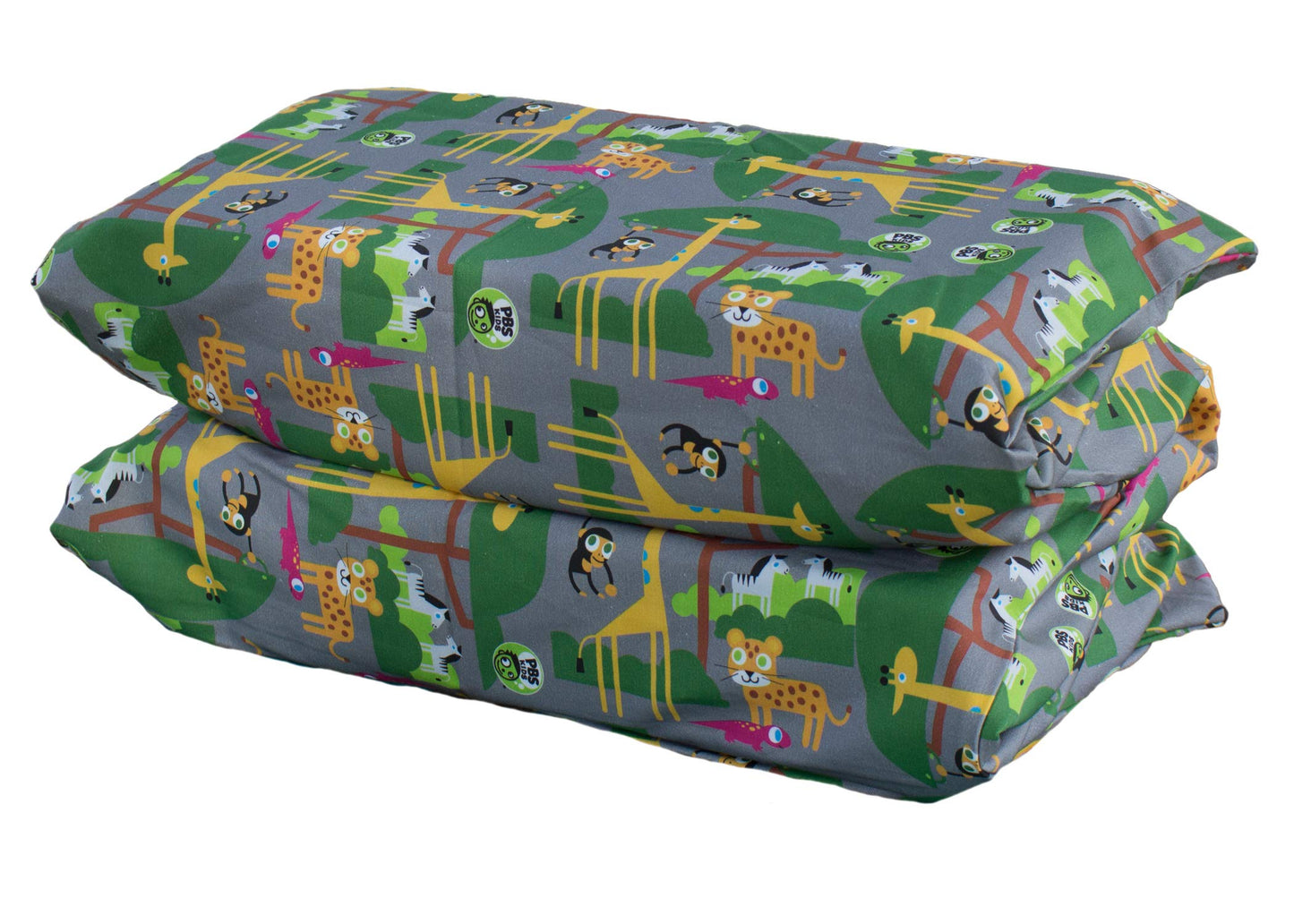 KinderMat 1.5" Thick + PBS Kids KinderBundle - Washable Cover, Special Edition - SAFARI PARTY - Regular, Sheet is 47" x 22", Value Bundle Great for Daycare & Family Households,