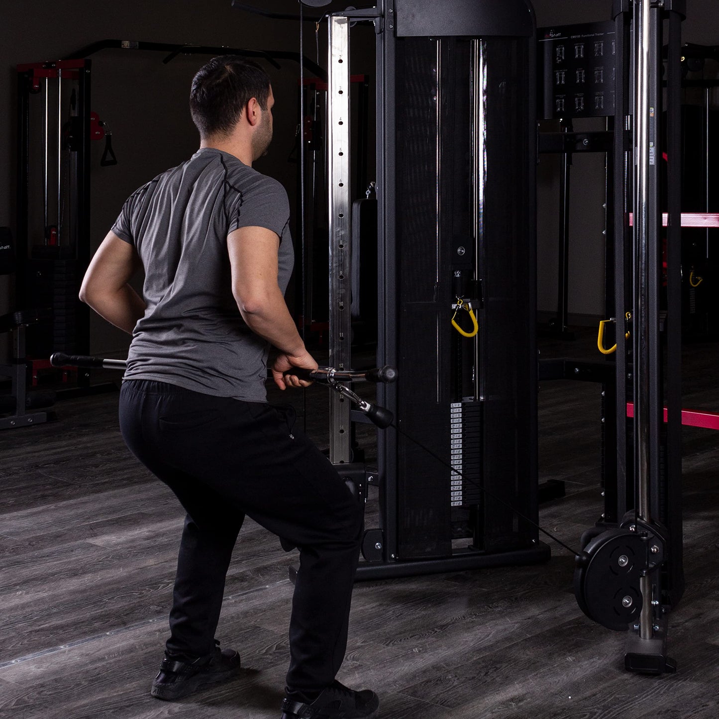 AmStaff Fitness 48" Straight Ez Curl Lat Pull Down Bar with Revolving Double Hook for Dual Pulley Cable Machines, Functional Trainer Multi-Purpose