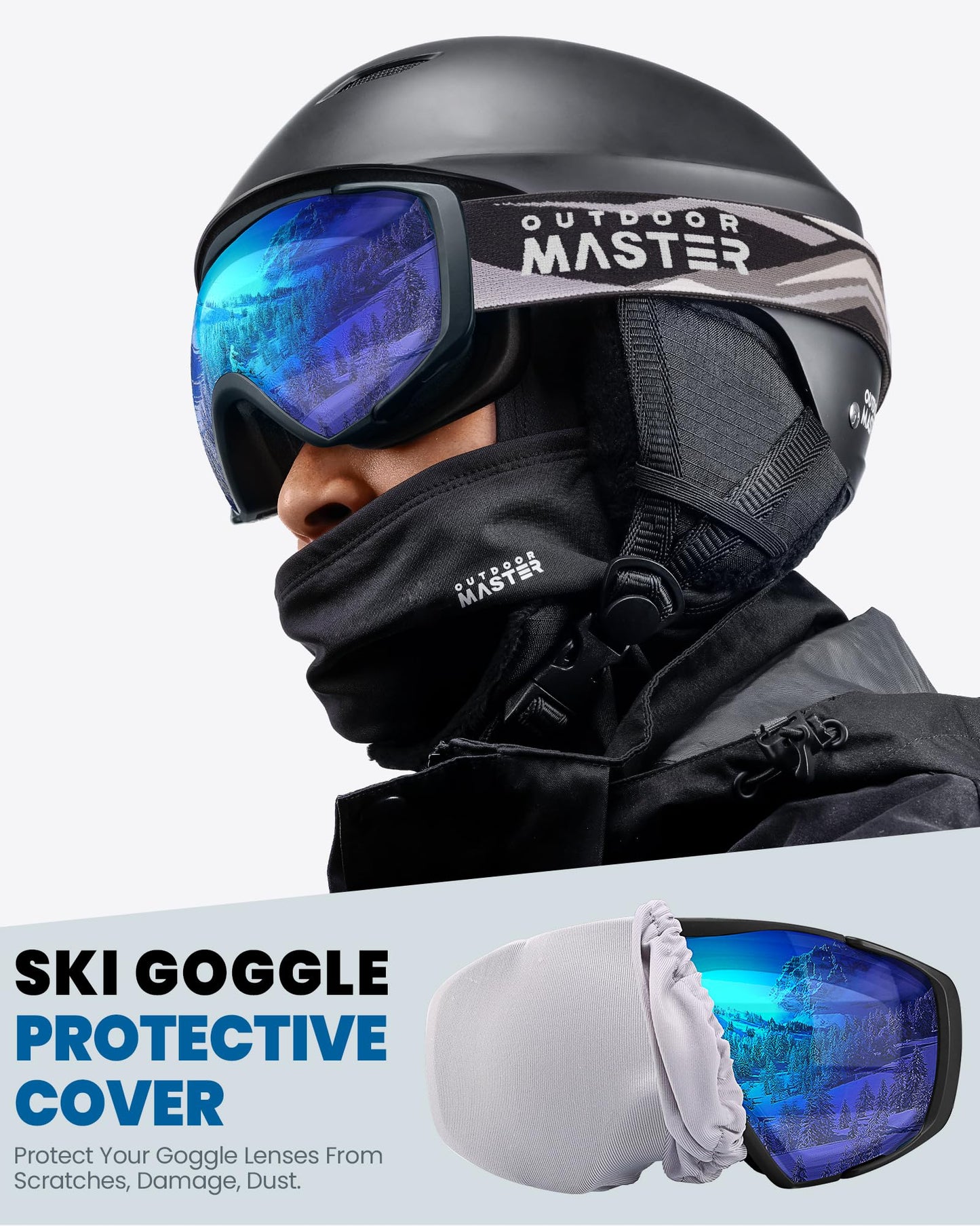 OutdoorMaster Ski Goggles with Cover Snowboard Snow Goggles OTG Anti-Fog for Youth Teenager, A06 Vlt 19.3%