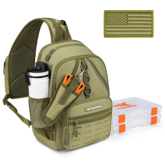 KastKing Karryall Fishing Sling Tackle Bag with 2 Tackle Trays, Tactical Fishing Tackle Storage Bag, Fishing Gear Storage