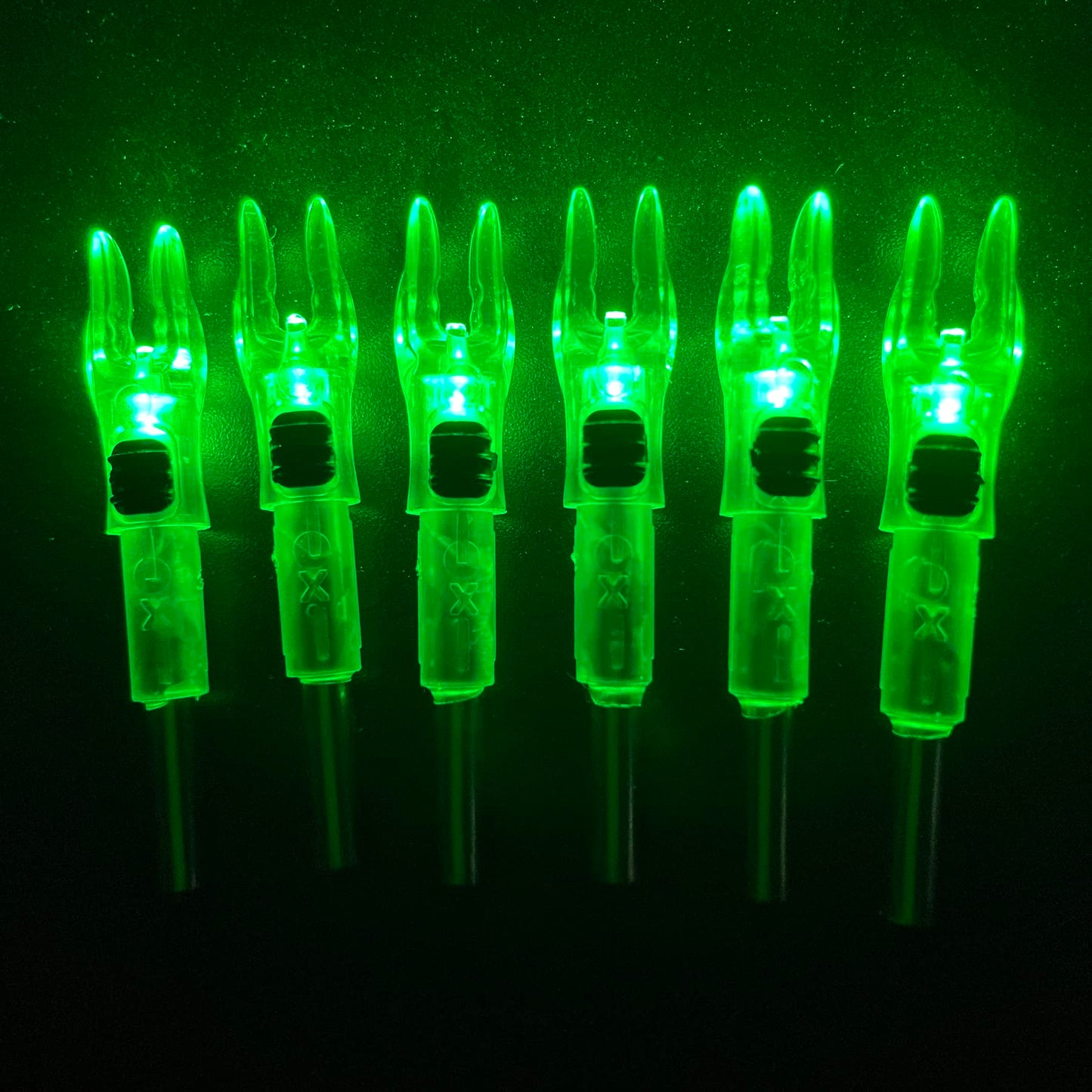 KEAUP 6PCS X Lighted Nocks for Arrows with .204 .233 .244 .246 Inside Diameter with H, S, GT Bushings High-Visibility DEEPOWER LED Arrow Nocks, ON/Off Switch Included