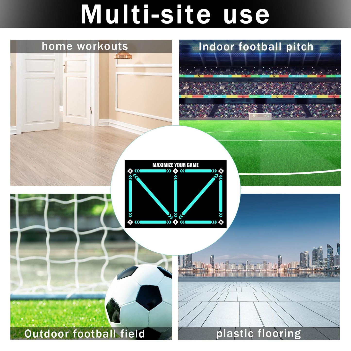 Soccer Training Mat, Anti-Skid Soccer Footwork Mat, Silent Shock Absorption Training Mat, Football Footstep Training Mat for 6-11 Years Old