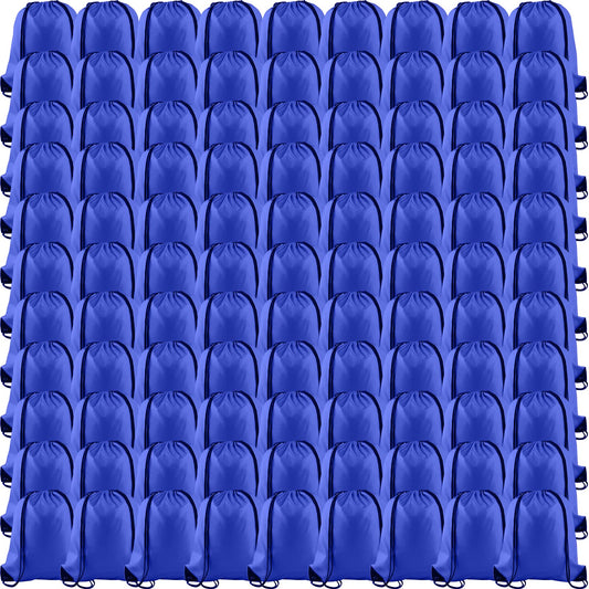KUUQA 100Pcs Blue Drawstring Backpack Bag Sack Drawstring Bags Bulk String Bags Storage Bags for Sport Gym Traveling