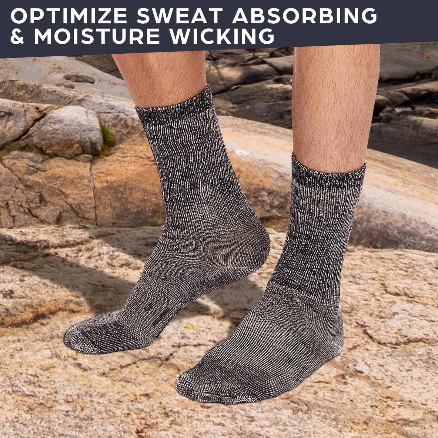 DG Hill 3 Pairs 80% Merino Wool Socks for Men and Women, Warm Thermal Wool Socks For Hiking, Crew Style, Moisture Wicking