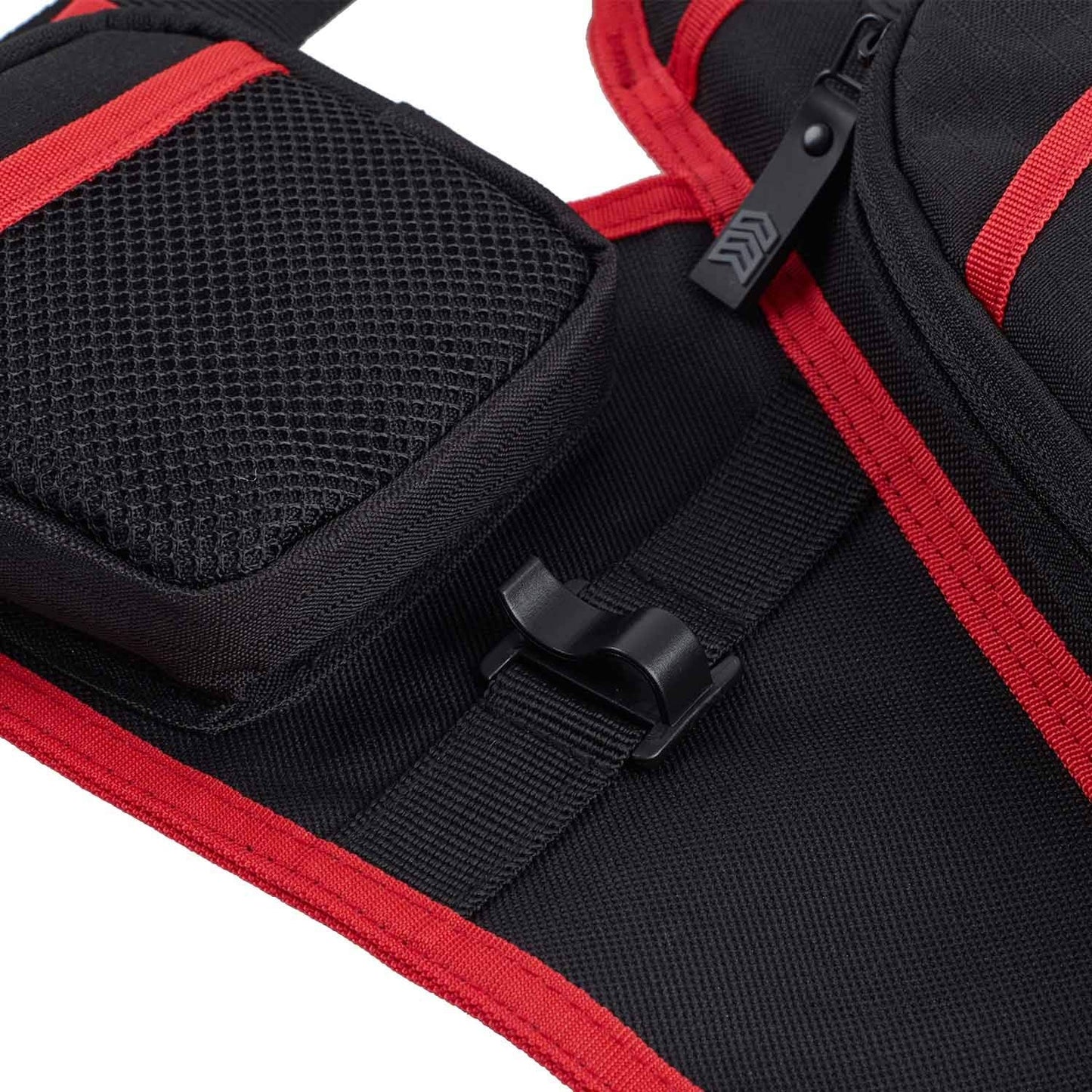 Legend First Archery Quiver Case for Arrows - Right Handed Target Shooting Hip Quivers with Adjustable Belt & 3 Arrow Tubes - Durable T-Slot & Storage Pockets for Accessories & Score Card - Black/Red