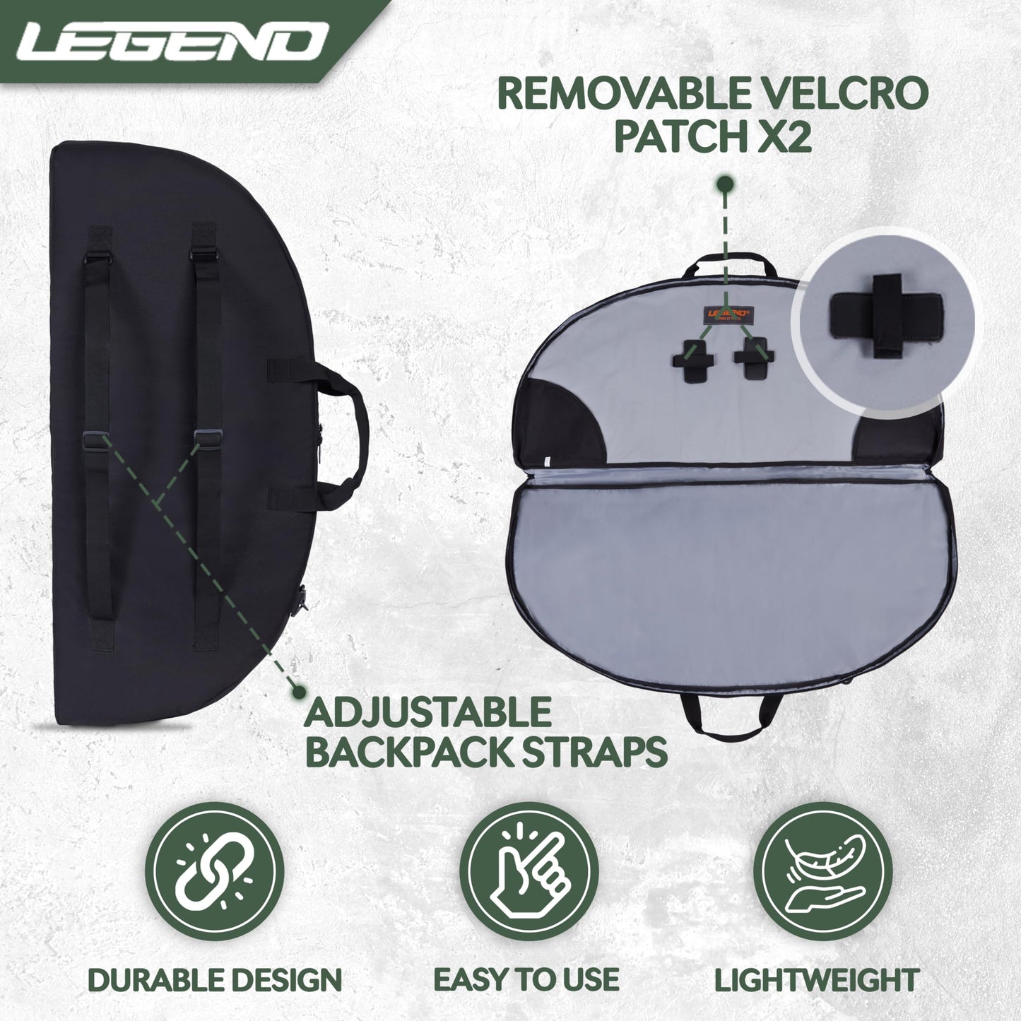 Legend Essential Compound Bow Case - Compound Bow Bag with Arrow Tube Case Pocket & Backpack Straps - Durable Nylon, Soft & Lightweight Design - Archery Accessory Protection - 36" Interior - Black