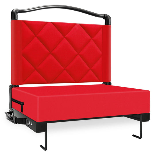 Kaganoon 1pcs Stadium Seats with Back Support Cushion, Folding Stadium Seats for Bleachers Hold up 400lbs, Wide Bleacher Seat with Shoulder Strap & Handle Perfect for Sports Events, Red