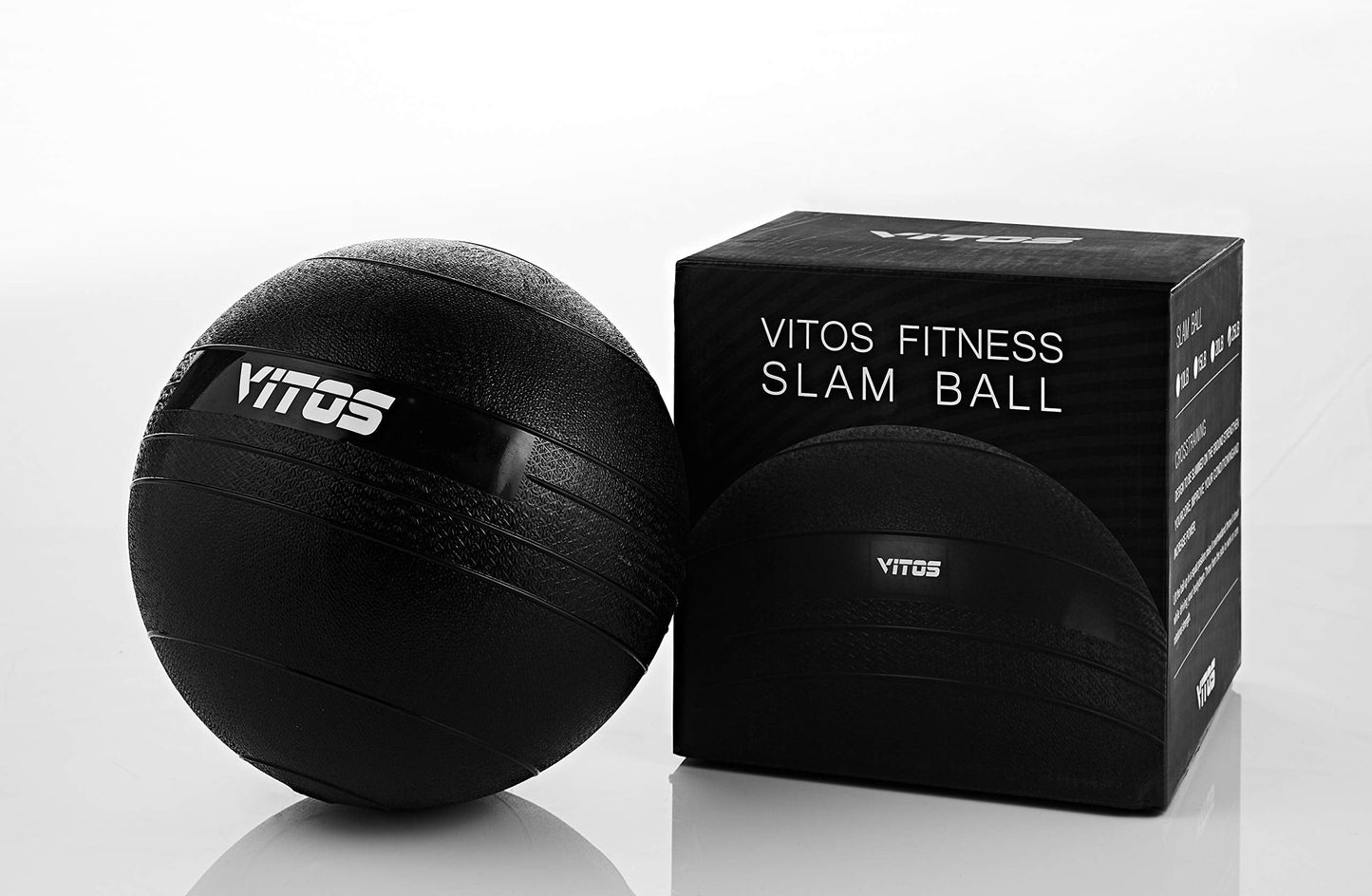 Vitos Fitness Exercise Slam Medicine Ball 10 to 70 Pounds | Durable Weighted Gym Accessory Strength Conditioning Cross Training Core Squats Lunges Spike Ball Rubber Weight Workout (50)