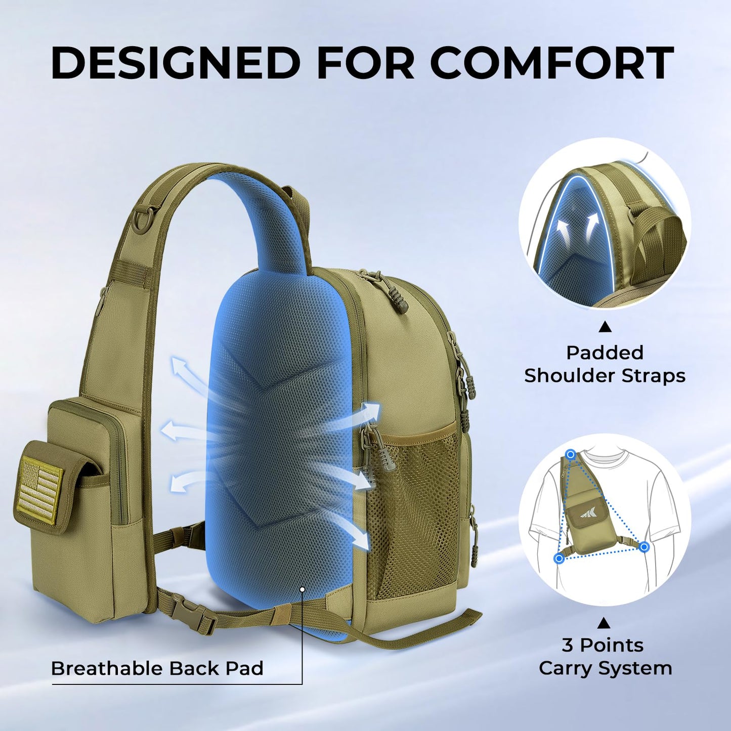 KastKing Karryall Fishing Sling Tackle Bag with 2 Tackle Trays, Tactical Fishing Tackle Storage Bag, Fishing Gear Storage