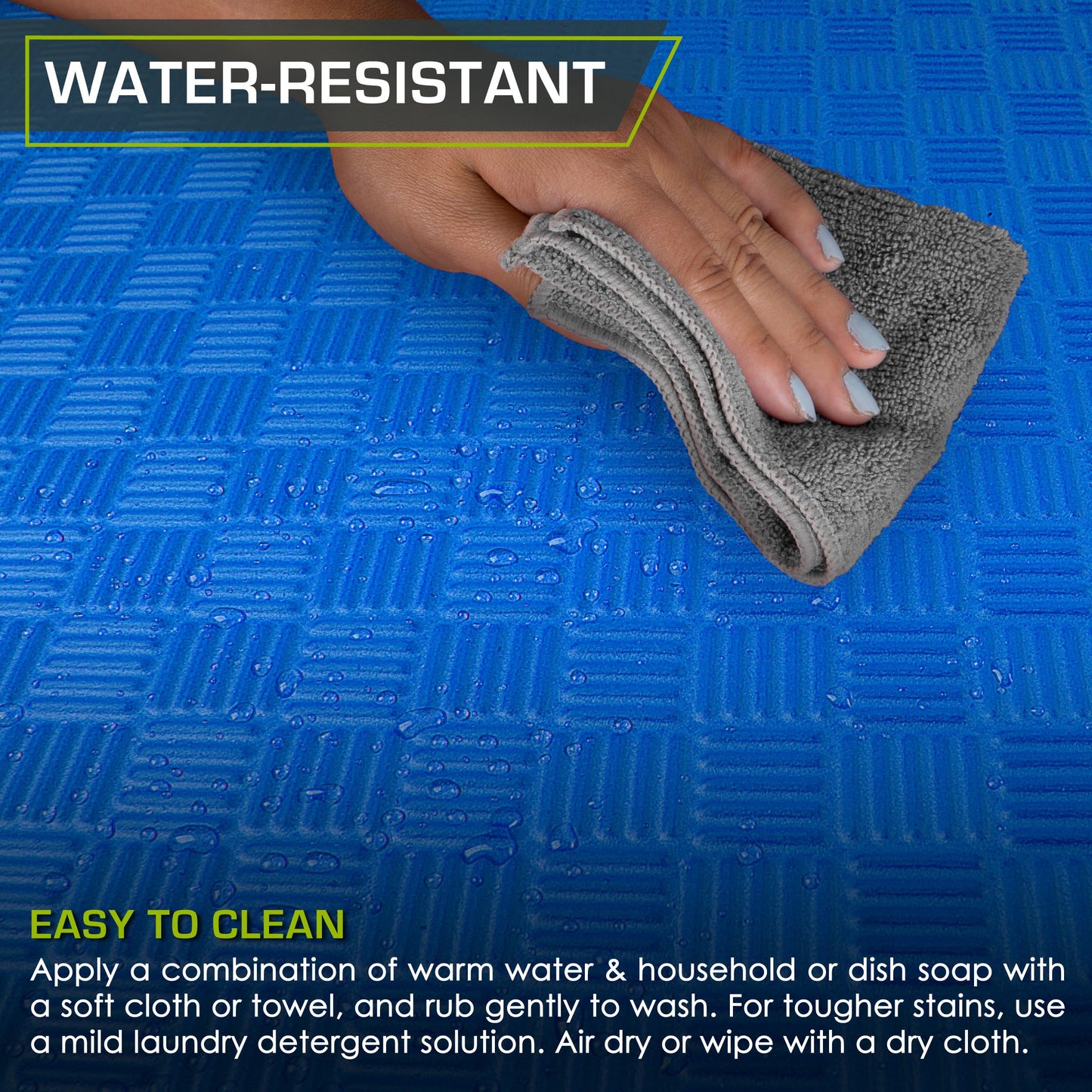 ProsourceFit Exercise Puzzle Mat 1-in, Checkered EVA Foam Floor Tiles w/Non-Slip Texture, Gym Mat w/Interlocking Foam Tiles for Adjustable Surface, Shock Absorbing, Waterproof Gym Flooring, Blue