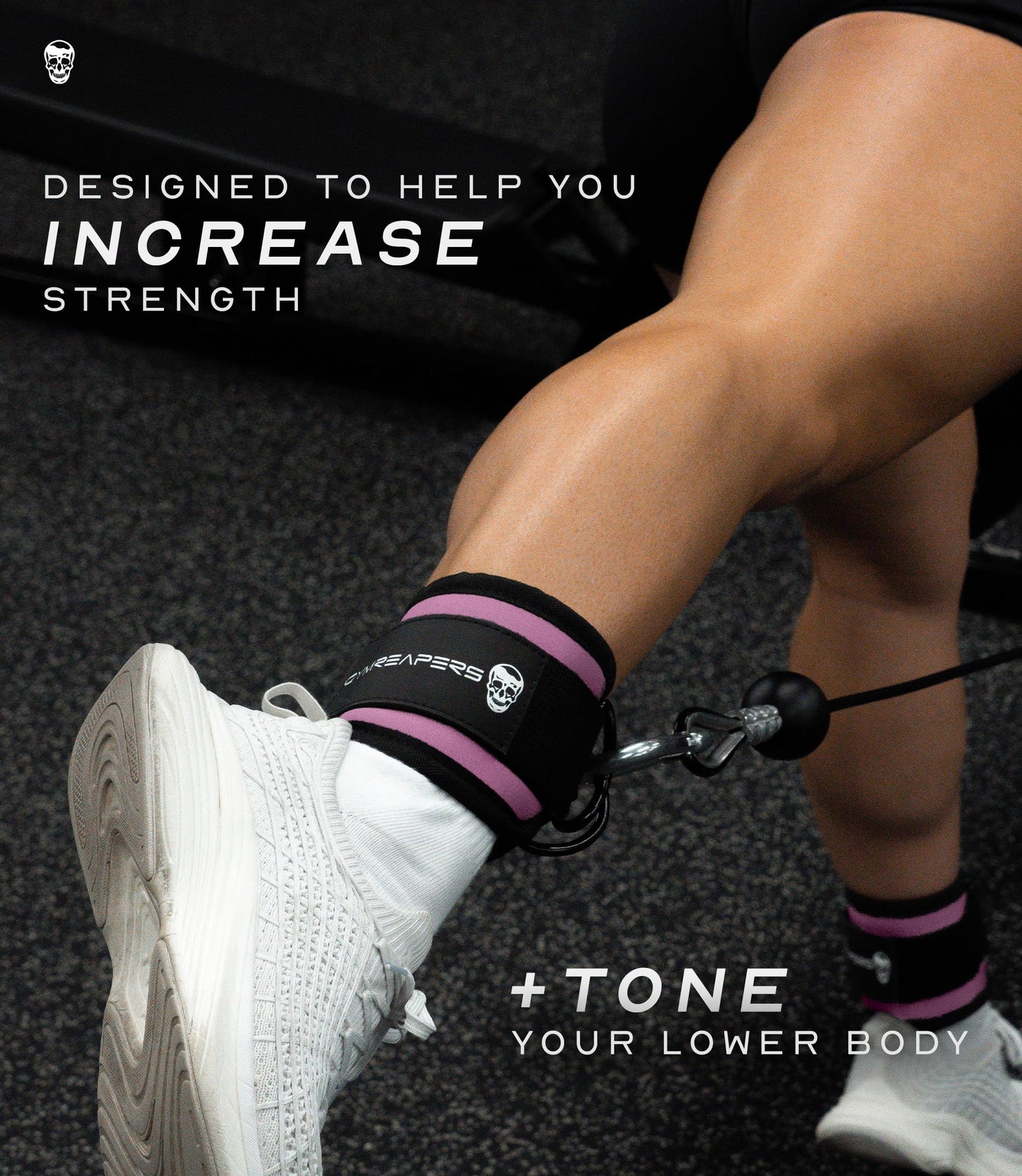 Gymreapers Ankle Straps (Pair) For Cable Machine Kickbacks, Glute Workouts, Lower Body Exercises - Adjustable Leg Straps with Neoprene Padding (Pink, Pair)