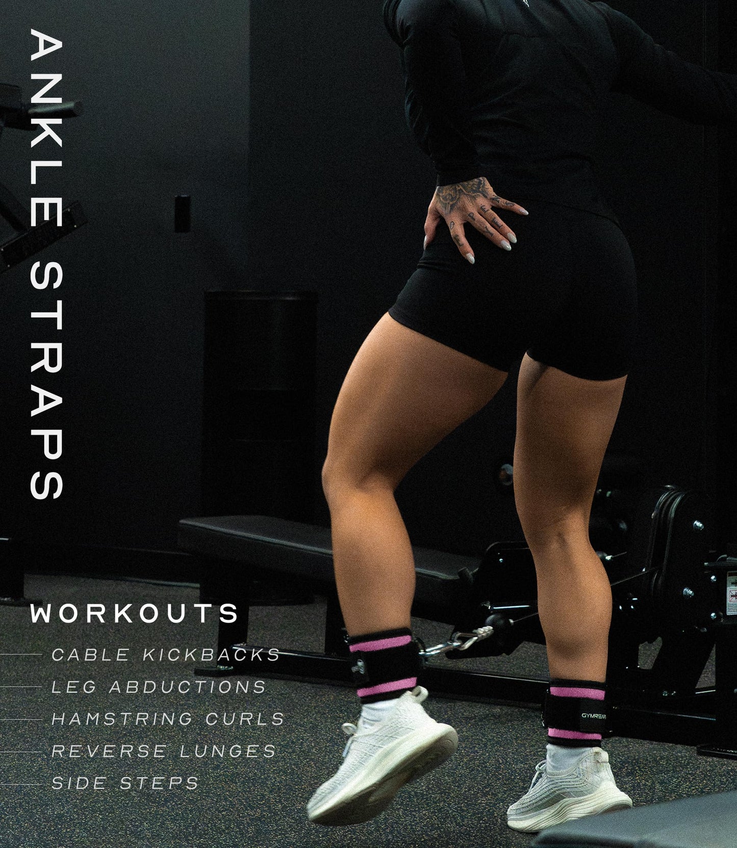 Gymreapers Ankle Straps (Pair) For Cable Machine Kickbacks, Glute Workouts, Lower Body Exercises - Adjustable Leg Straps with Neoprene Padding (Pink, Pair)