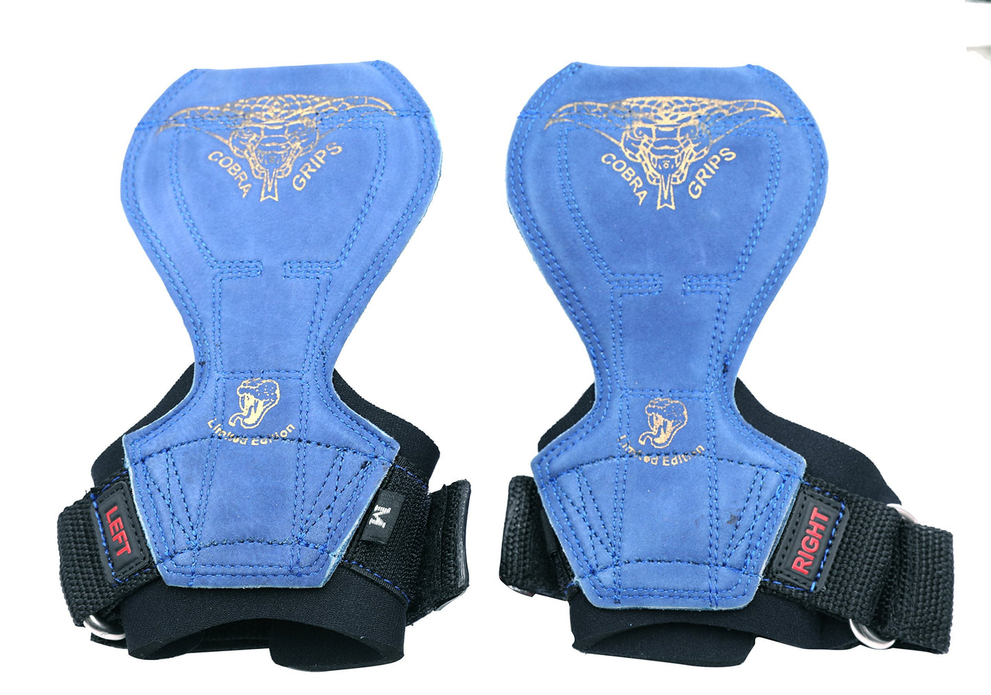2018 Cobra Grips Flex Model Weight Lifting Gloves Heavy Duty Straps Alternative Power Lifting Hooks Best for Deadlifts with Padded Wrist Wrap Support Bodybuilding (Medium, Blue Leather)