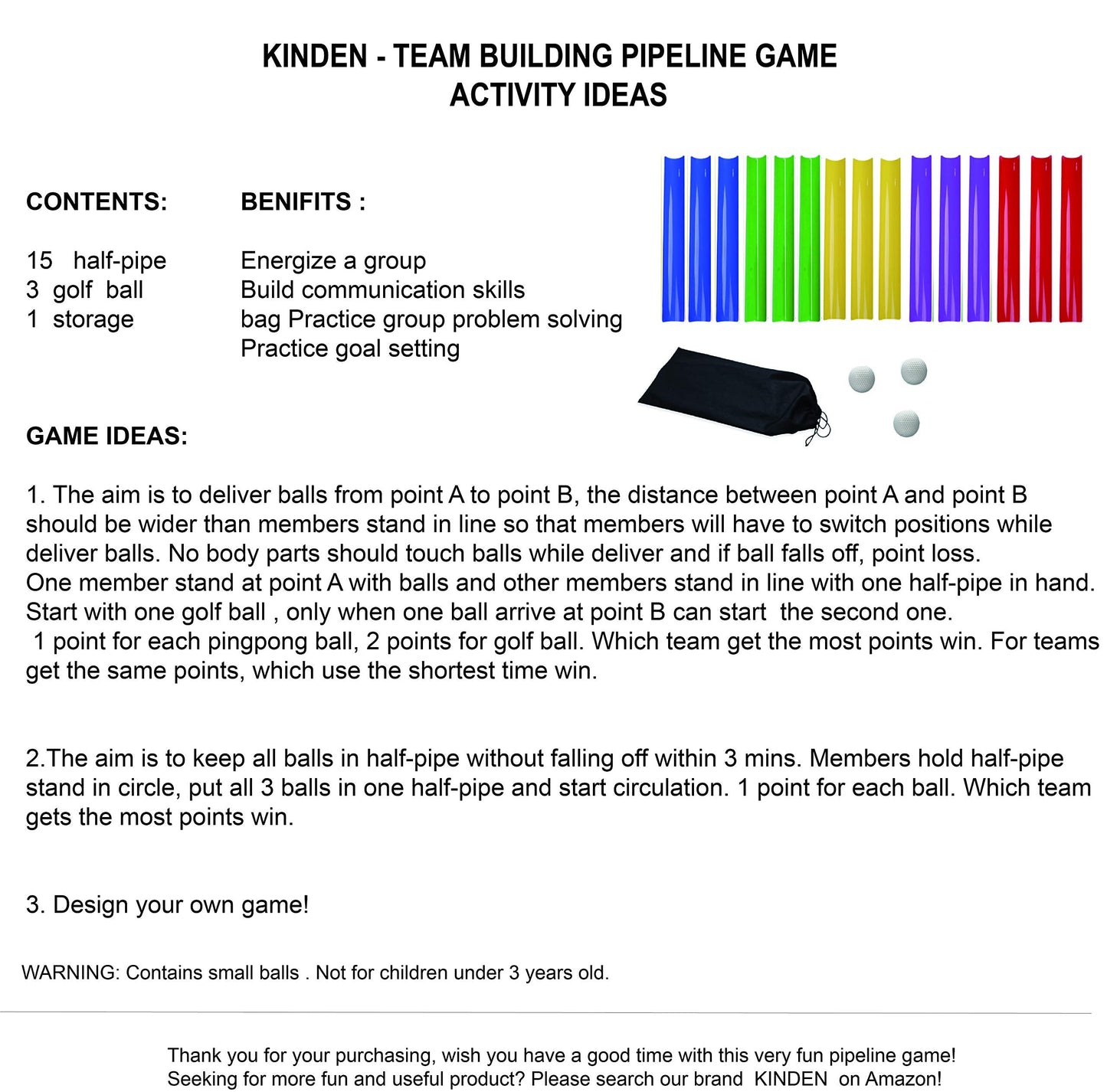 KINDEN 15 Pipe Pipeline Team Building Activities Kit Group Games, Field Day Games