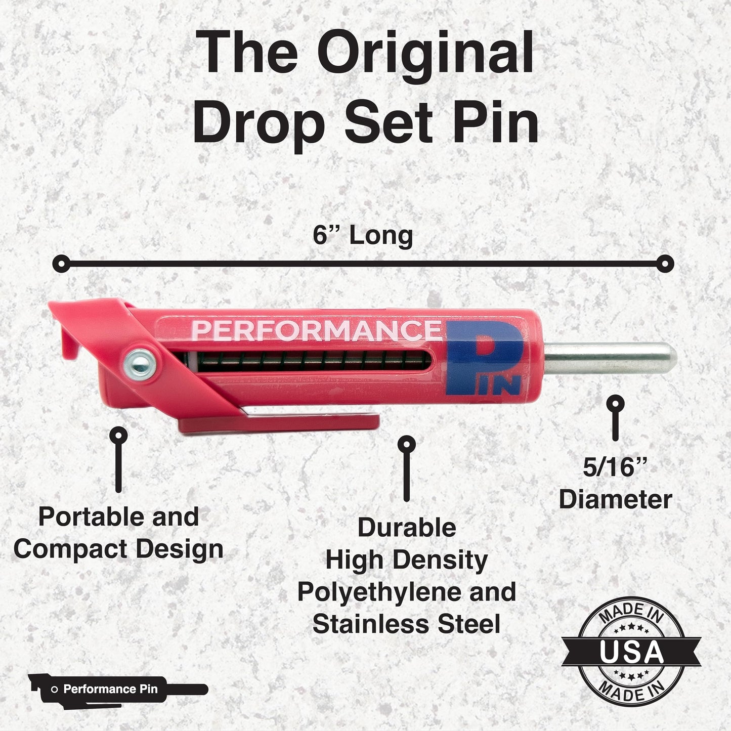 PERFORMANCE PIN The Original Drop Set Pins for Gym | One More Rep with Weight Stack Pins | Instant Transition to Lower Weights for More Reps | Proudly Made in America | 5/16" Pin | Red