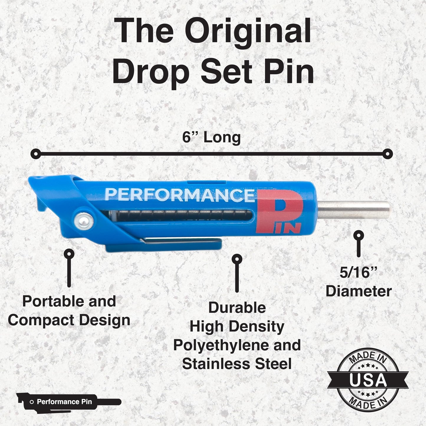 PERFORMANCE PIN The Original Drop Set Pins for Gym | One More Rep with Weight Stack Pins | Instant Transition to Lower Weights for More Reps | Proudly Made in America | 5/16" Pin | Blue