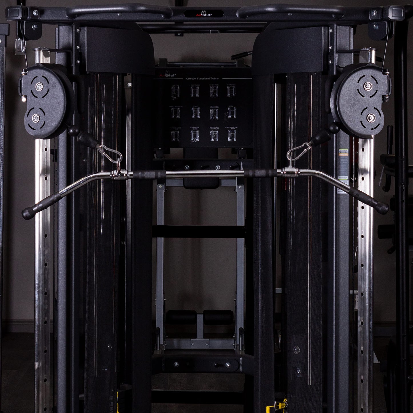 AmStaff Fitness 48" Straight Ez Curl Lat Pull Down Bar with Revolving Double Hook for Dual Pulley Cable Machines, Functional Trainer Multi-Purpose