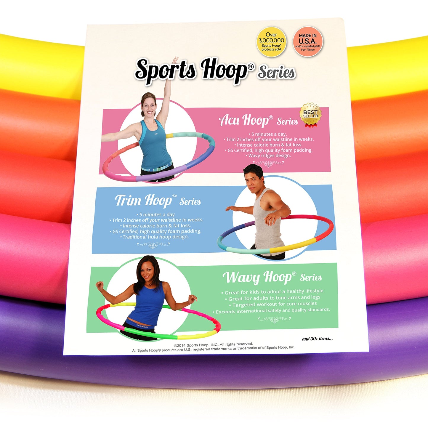 Weighted Hula Hoop, Trim Hoop 4B - 4 lb Large, Weight Loss Fitness Sports Hoop with No Wavy Ridges (Rainbow Colors)