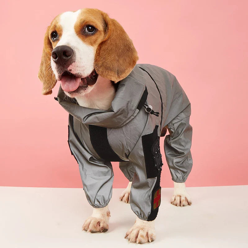 Large Dog Waterproof Reflective Raincoat