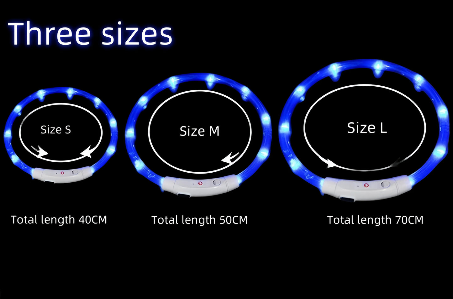 LED Dog Collar, USB Rechargeable