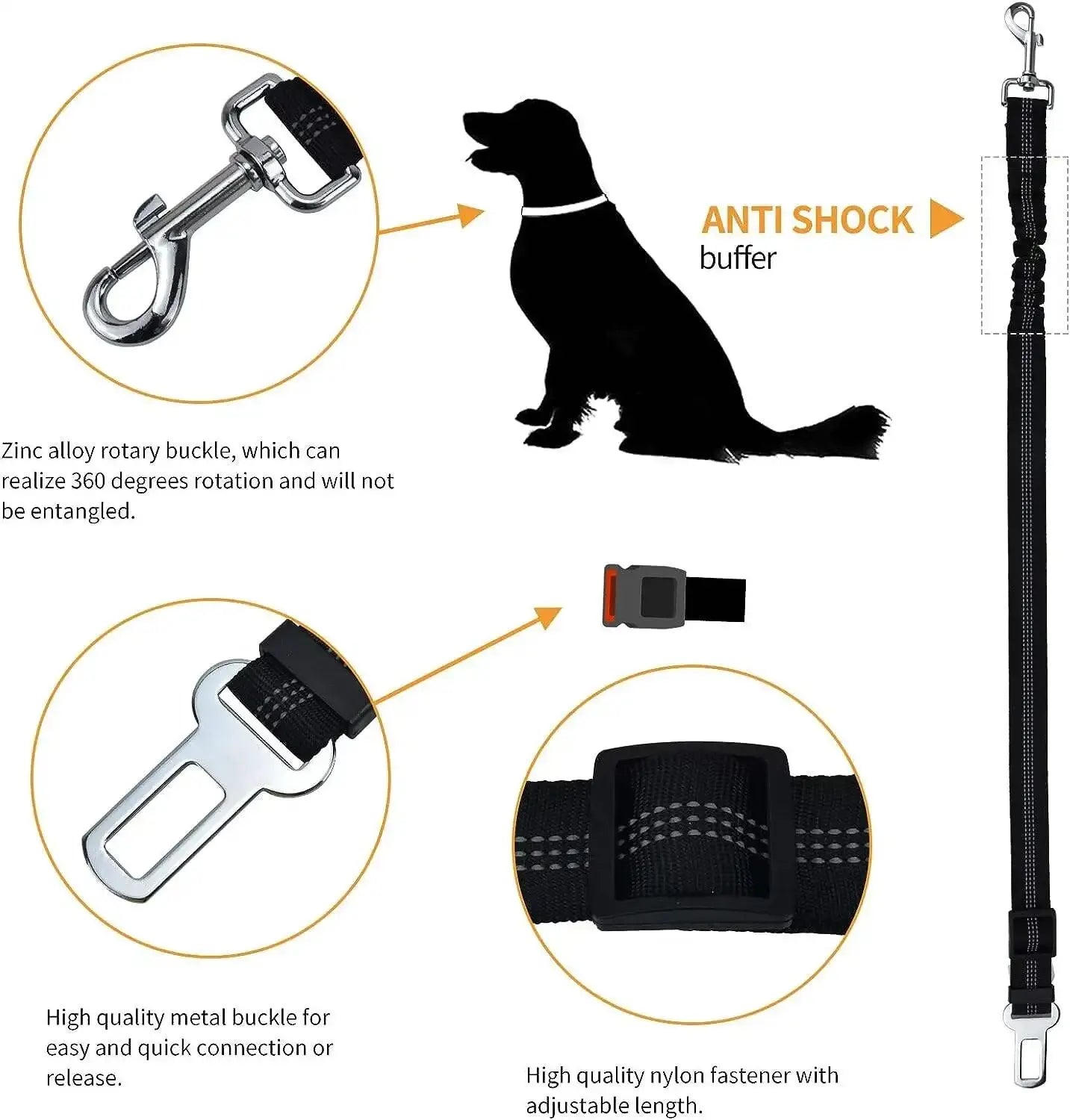 Reflective Adjustable Dog Car Belt
