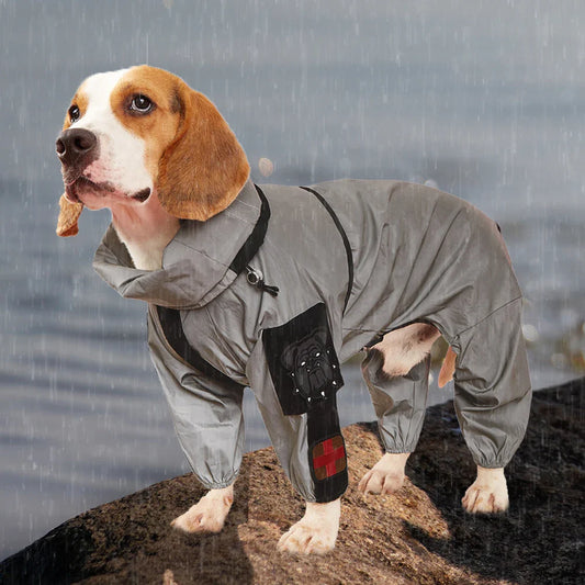 Large Dog Waterproof Reflective Raincoat