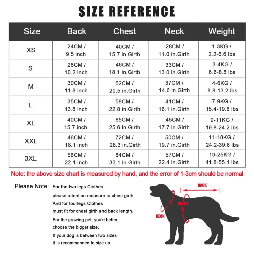 Large Winter Dog Jacket Coat