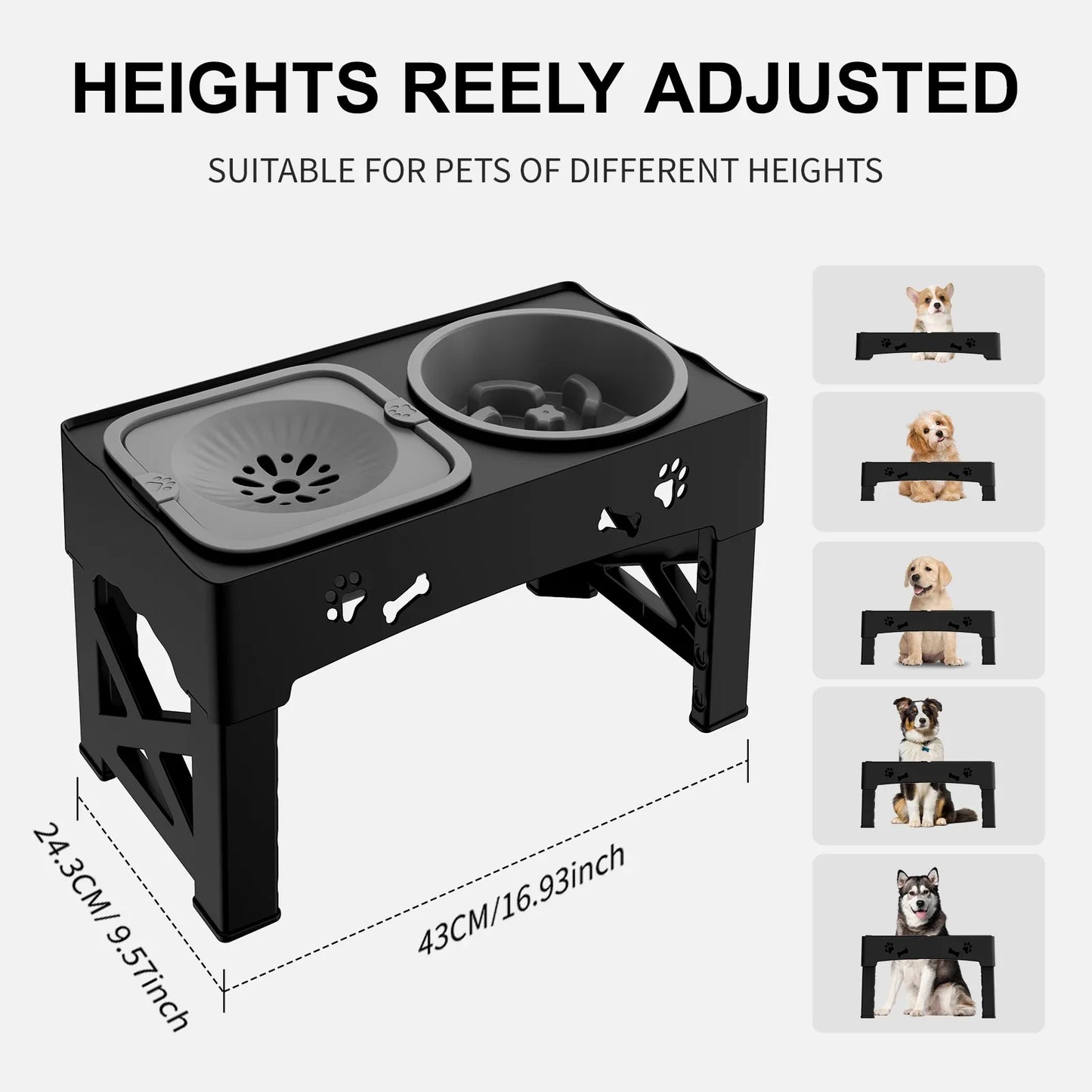 Adjustable 3-in-1 Dog Feeder Bowl