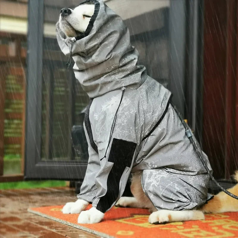 Large Dog Waterproof Reflective Raincoat